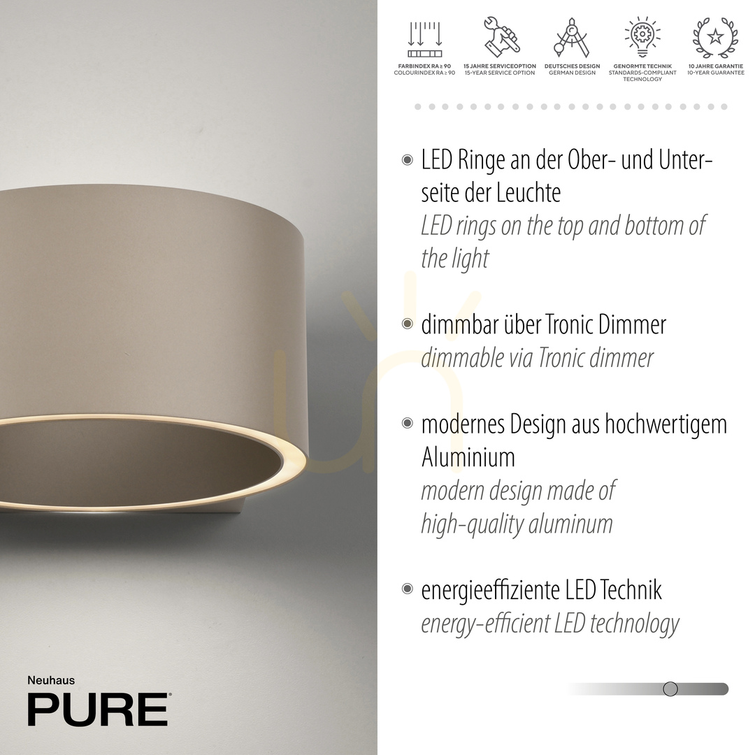 Zeige PURE CLIPSE 8561-97 Braun 2xLED-Wandleuchte PURE CLIPSE 8561-97 Braun 2xLED-Wandleuchte