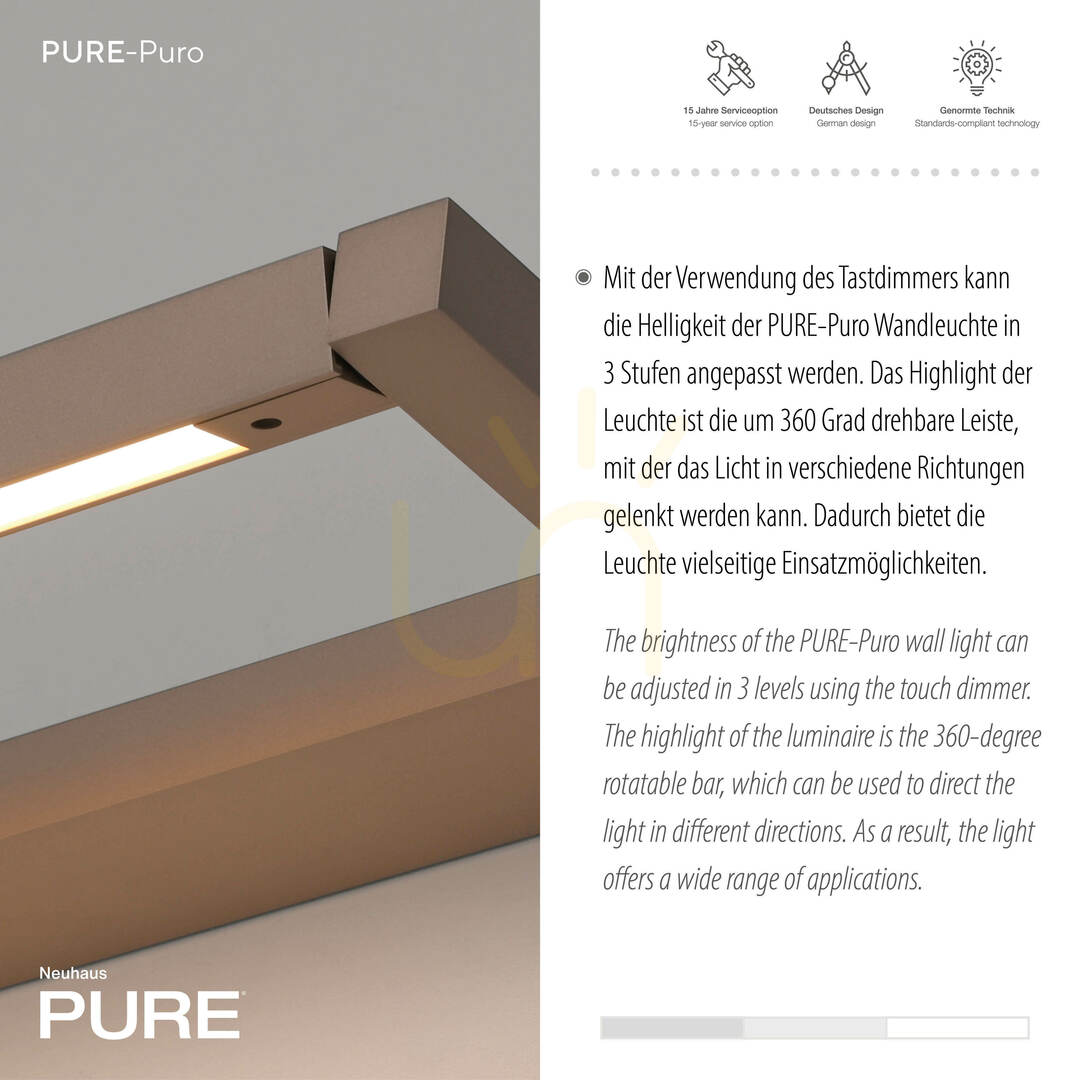 Anzeige PURO 9113-97 Braune Wandleuchte, 1xLED PURO 9113-97 Braune Wandleuchte, 1xLED