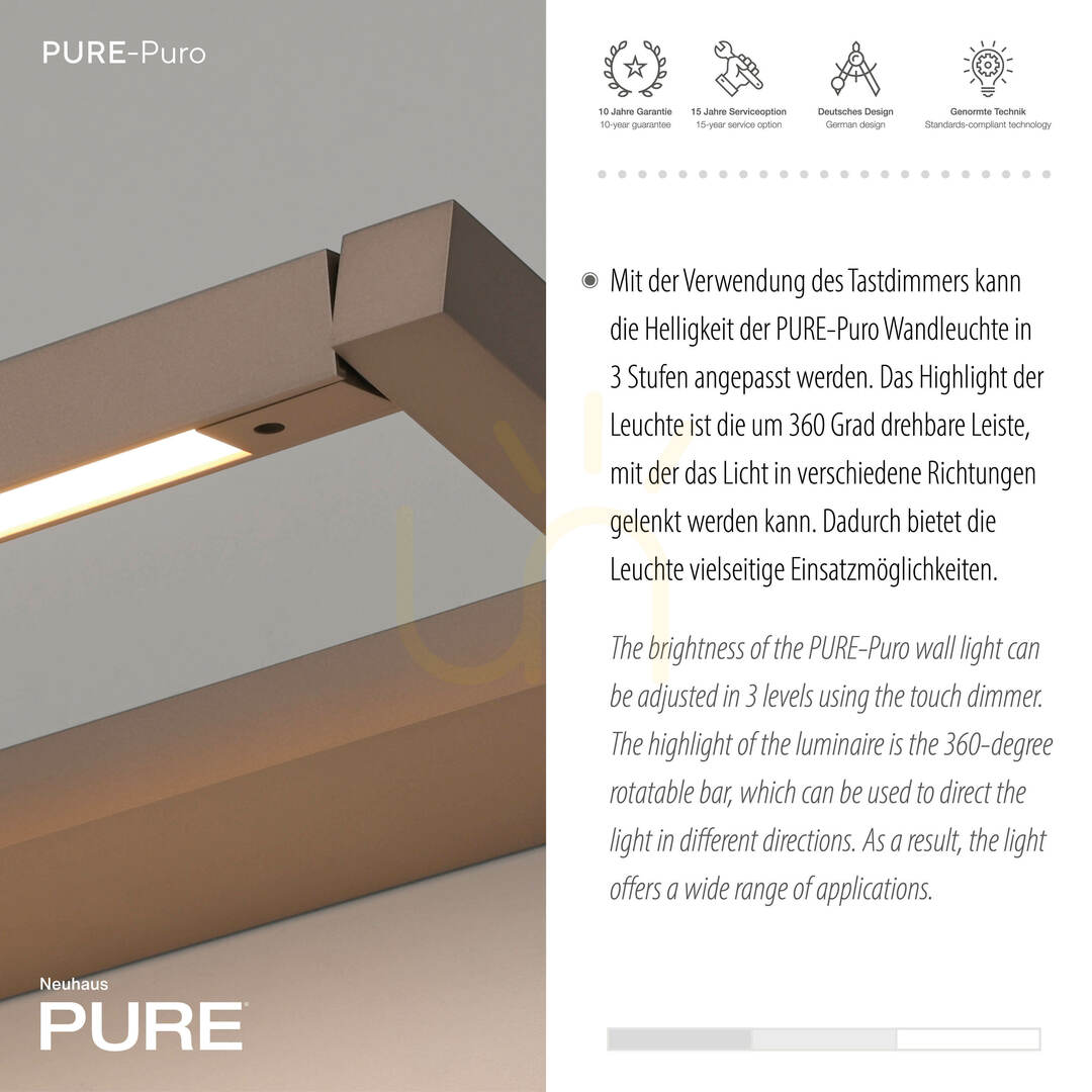 Zeige PURO 9113-97 Braune Wandleuchte, 1xLED PURO 9113-97 Braune Wandleuchte, 1xLED