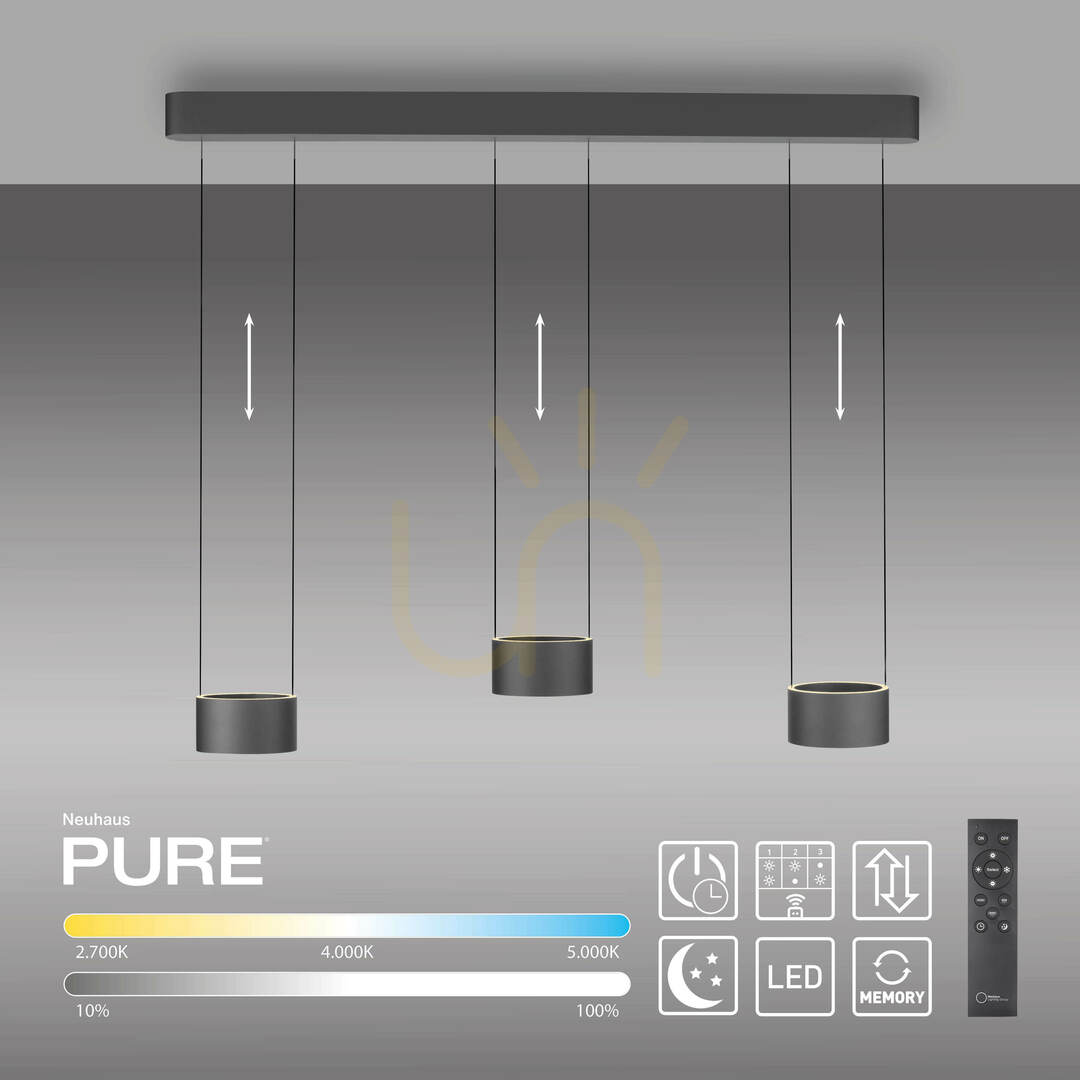 Aussicht PURE CLIPSE 2473-15 Graue 6xLED-Pendelleuchte PURE CLIPSE 2473-15 Graue 6xLED-Pendelleuchte