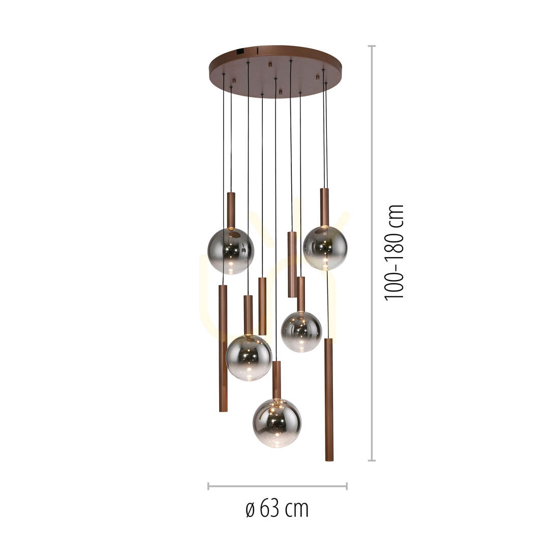 Vorschau BOWL 2287-23 Braune Pendelleuchte mit 9 LEDs BOWL 2287-23 Braune Pendelleuchte mit 9 LEDs