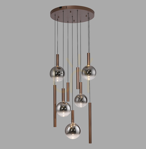 Prüfen BOWL 2287-23 Braune Pendelleuchte mit 9 LEDs