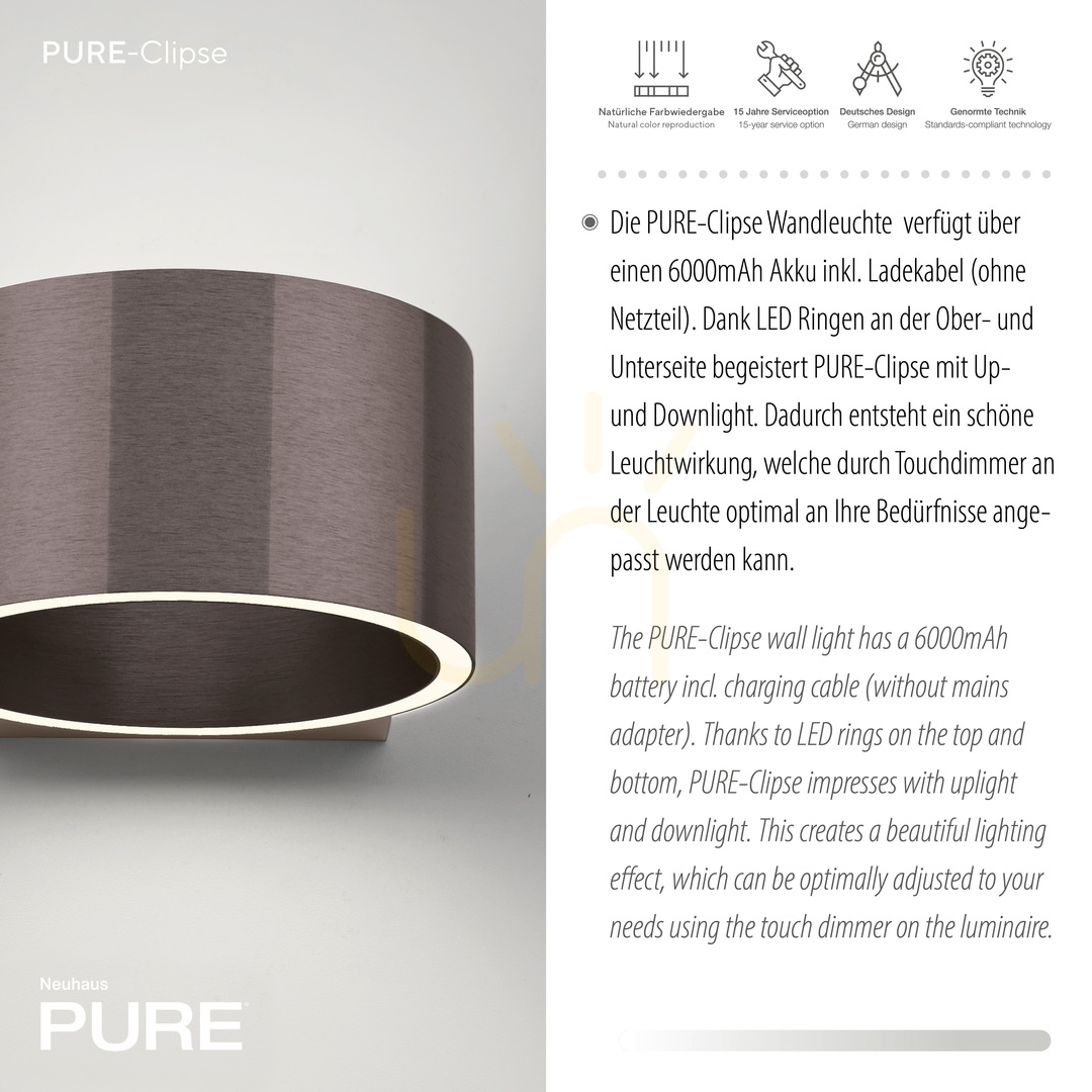 Vorschau PURE CLIPSE 8561-34 Braun 2xLED-Wandleuchte PURE CLIPSE 8561-34 Braun 2xLED-Wandleuchte