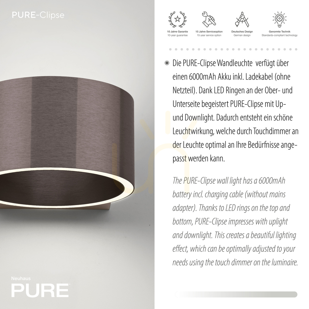 Anzeige PURE CLIPSE 8561-34 Braun 2xLED-Wandleuchte PURE CLIPSE 8561-34 Braun 2xLED-Wandleuchte