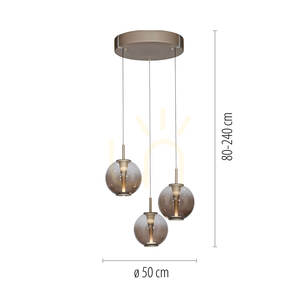 PURE E-Infinity 2222-97 Braun 3xLED-Pendelleuchte small 8