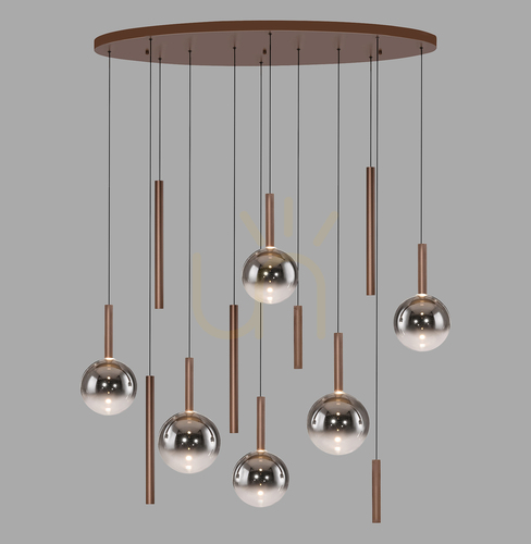 Prüfen BOWL 2288-23 Pendelleuchte, braun, 12xLED
