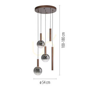 BOWL 2285-23 Braune 5xLED-Pendelleuchte small 8