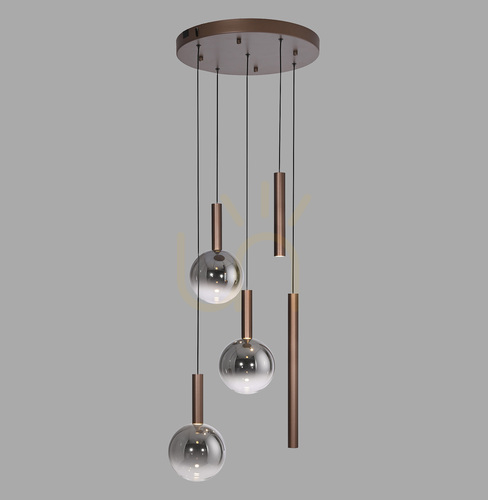 Prüfen BOWL 2285-23 Braune 5xLED-Pendelleuchte