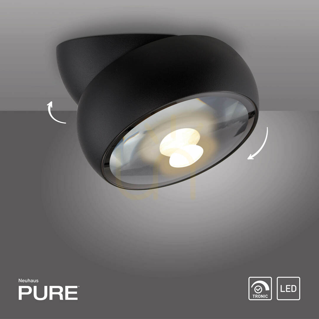 Aussicht PURE MOVE 6235-18 Schwarze Deckenleuchte, 1xLED PURE MOVE 6235-18 Schwarze Deckenleuchte, 1xLED