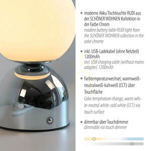 RUDI 19218-17 Chrom-Tischlampe, 1xLED small 4