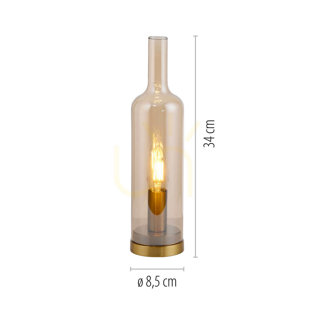 Zeige BOTTLE14006-27 Tischlampe, Bernstein, 1xE14 BOTTLE14006-27 Tischlampe, Bernstein, 1xE14