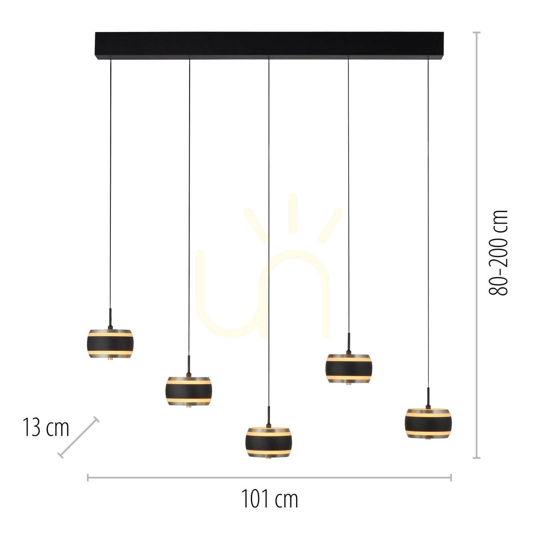 Vorschau PURE FALLING RINGS 2504-18 Schwarz 5xLED-Pendelleuchte PURE FALLING RINGS 2504-18 Schwarz 5xLED-Pendelleuchte