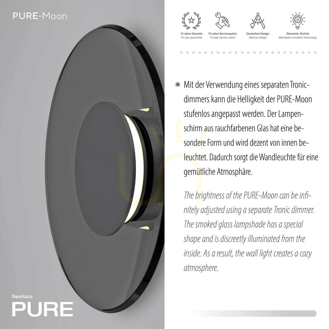 Zeige PURE MOON 9594-15 Wandleuchte, grau, 1xLED PURE MOON 9594-15 Wandleuchte, grau, 1xLED