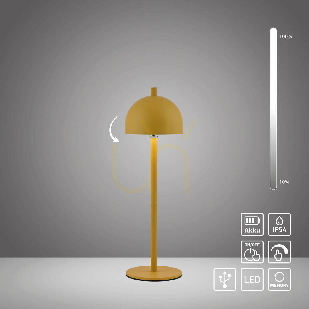 Aussicht BELLIS 19244-81 Tischlampe, gelb, 1xLED BELLIS 19244-81 Tischlampe, gelb, 1xLED