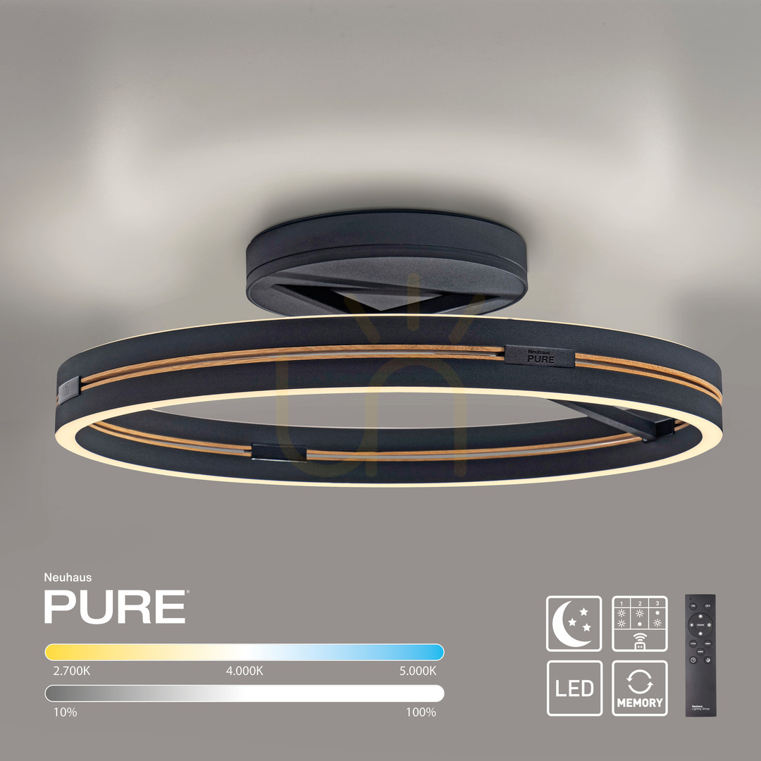 Prüfen PURE LOOP 6552-18 Schwarze Deckenleuchte, 2xLED PURE LOOP 6552-18 Schwarze Deckenleuchte, 2xLED