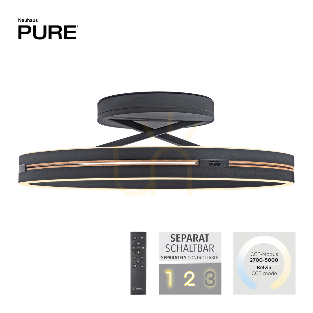 Aussicht PURE LOOP 6552-18 Schwarze Deckenleuchte, 2xLED PURE LOOP 6552-18 Schwarze Deckenleuchte, 2xLED