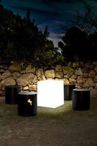 CUBY 3190 Weißer Gartentisch, 1xE27 small 1