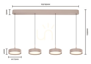 VALENSOLE Gerade 4-flammige Pendelleuchte, Kaschmir, 7062-413 Aviano small 5