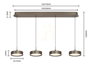 VALENSOLE 4-flammige gerade Pendelleuchte, braun 7062-421 Aviano small 5
