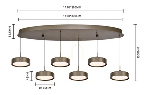VALENSOLE Ovale 6-flammige Pendelleuchte, braun 7062-621 Aviano small 6