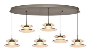 CREMA Ovale 6-flammige Pendelleuchte, braun / kaffeefarbener Schirm 7058-621 Aviano small 1