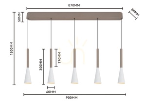 TROMPTO Gerade 5-flammige Pendelleuchte, Kaschmir, 7050-524 Aviano small 8