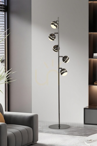 Prüfen BIARRITZ „Five“ Stehlampe, Schwarz-Chrom, 3047-505, Aviano