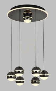 BIARRITZ 7-flammige Pendelleuchte, Schwarz-Chrom, 5047-805, Aviano small 1