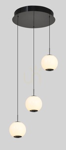 LUBERON Runde LED-Pendelleuchte mit drei Leuchtmitteln, Schwarz-Chrom, 5051-305, Aviano small 1