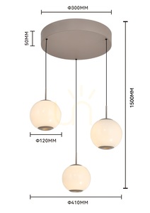 LUBERON Runde LED-Pendelleuchte mit drei Leuchtmitteln, Kaschmir, 5051-313 Aviano small 4