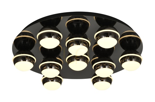 Prüfen BIARRITZ Runde LED-Deckenleuchte, Schwarz-Chrom, 9047-1005, Aviano