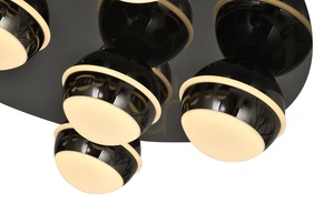 BIARRITZ Runde LED-Deckenleuchte, Schwarz-Chrom, 9047-1005, Aviano small 2