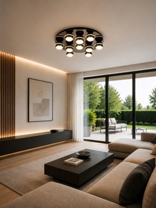 BIARRITZ Runde LED-Deckenleuchte, Schwarz-Chrom, 9047-1005, Aviano small 5