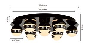 BIARRITZ Runde LED-Deckenleuchte, Schwarz-Chrom, 9047-1005, Aviano small 7