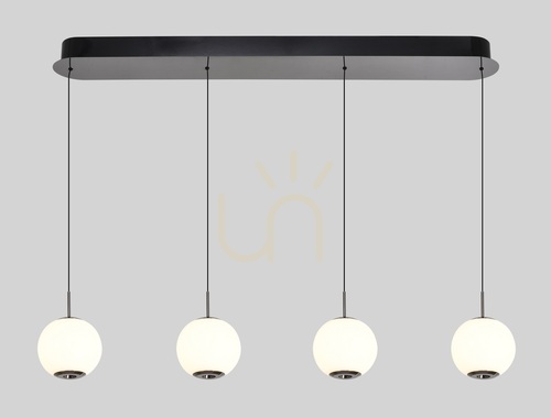 Prüfen LUBERON 4-flammige gerade LED-Hängeleuchte, Schwarz-Chrom, 7051-405, Aviano