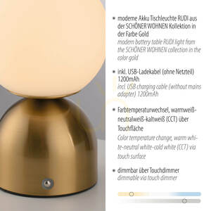 RUDI 19218-12 Tischlampe, Gold, 1xLED 3 RUDI 19218-12 Tischlampe, Gold, 1xLED small 3