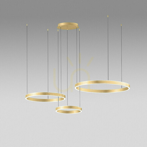 Prüfen CRISEIDE S/3D FCRSO6 Pendelleuchte, gebürstetes Gold, Gea Luce