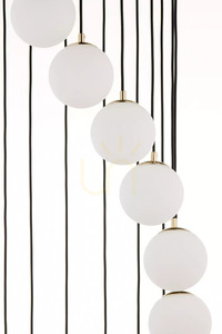 Pendelleuchte Sigma Piano 15 Antresola Kaskade, Schwarz und Gold, weißes Glas 42059 small 2