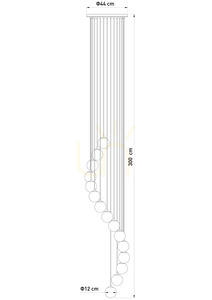 Pendelleuchte Sigma Piano 15 Antresola Kaskade, Schwarz und Gold, weißes Glas 42059 small 4