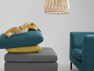 Pouf AMBIENT ET91 stahlgrau mit schwarzem Metallgestell, 70 × 70 × 42 cm small 1