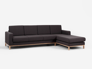 CustomForm SCANDIC P Ecksofa, 3-Sitzer mit Chaiselongue rechts, Carbon ET95, Naturholz small 2