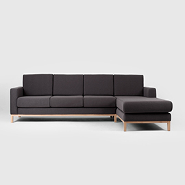 CustomForm SCANDIC P Ecksofa, 3-Sitzer mit Chaiselongue rechts, Carbon ET95, Naturholz small 6