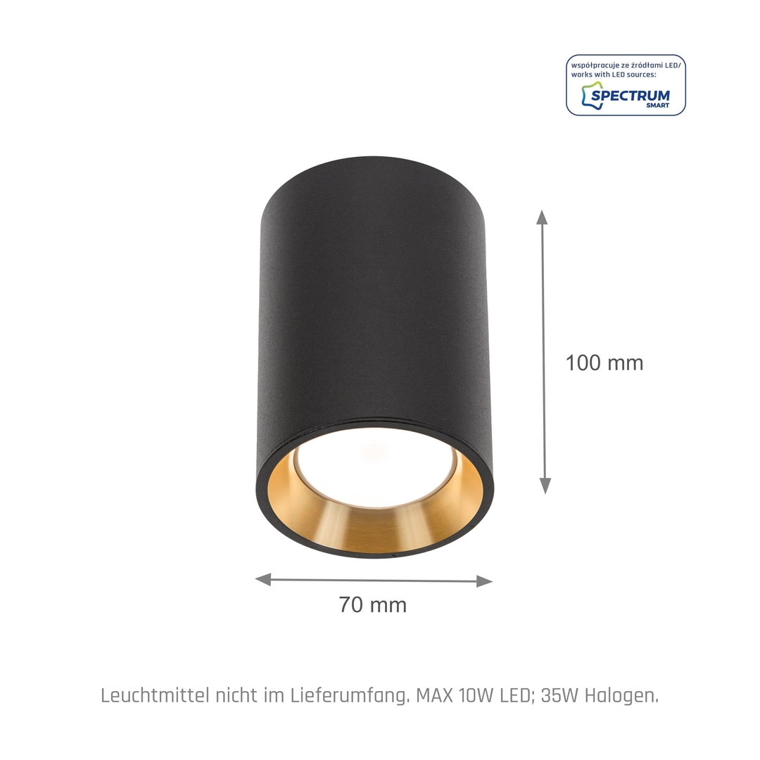 Aussicht Chloe Mini Gu10 Ip20 RUNDKÖRPER Schwarz, Gold Center, Black Border Chloe Mini Gu10 Ip20 RUNDKÖRPER Schwarz, Gold Center, Black Border