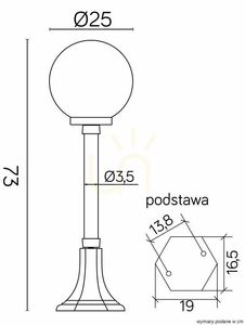 Außenstehleuchte SU-MA Kugellampe schwarz patina 73 cm E27 K 5002/3/KP 250 small 2