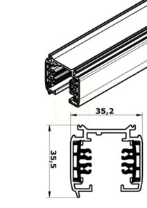 Stromschiene 3F 200 cm, Weiß Eurostandard EUTRAC small 1