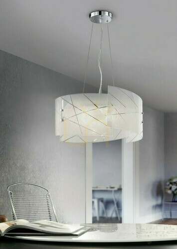 Prüfen Pendelleuchte Trio SANDRINA 301200300 weiß Glas 50 cm 3 × E27