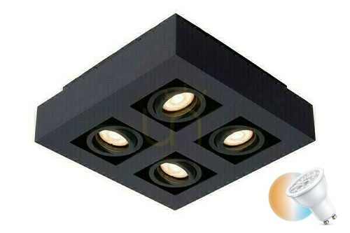 Prüfen LED Downlight Lucide Xirax 4-flammig schwarz GU10 dimmbar 09119/21/30