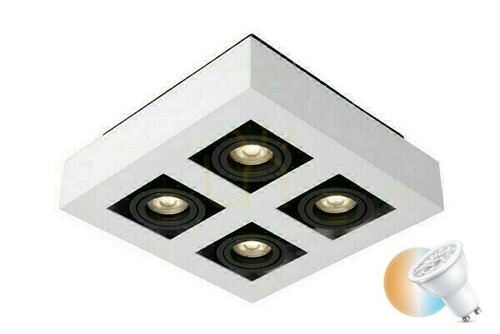 Prüfen Downlight Lucide Xirax 4-flammig LED GU10 dimmbar weiß/schwarz 09119/21/31