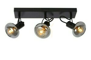 Deckenstrahler Lucide MADEE 17993/03/30 3xE14 schwarz, Rauchglasschirme, 38 cm small 0