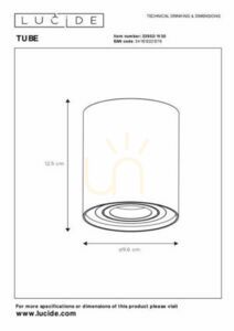 Downlight LED Lucide TUBE schwarz GU10 9,6 cm Aluminium 22952/11/30 small 6